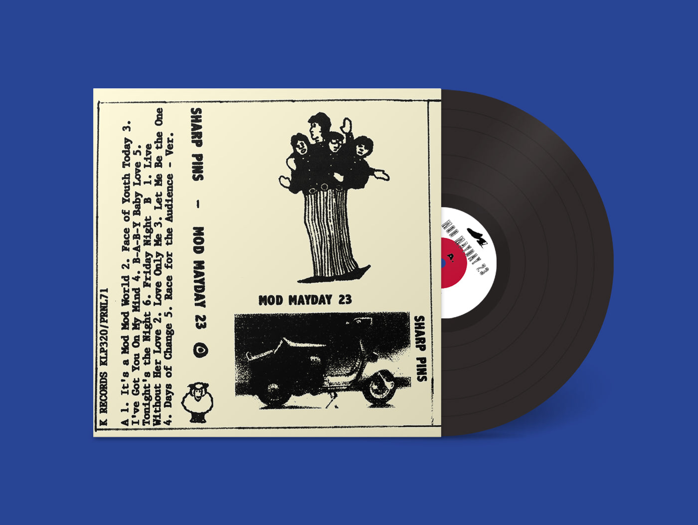 Image of Back Cover of LP - NEW/NEW - SHARP PINS, Mod Mayday 23 (K Records; KLP320LP, Europe 2026), , Sharp Pins is the super solid lo-fi pop project of talented Chicago musician Kai Slater of Lifeguard and Dwaal Troupe. From Kai: “The soundtrack to my 18th summer riding a Chinese Taotao 50cc scooter around Taqueria Moran and four tracking my Sta-Prest-Dreams. I thought it would be cool to record a bunch of songs that never really got recorded in a semi-more-thought-out-way. Recorded on a Tascam Porta One i