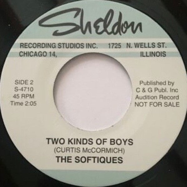 Image of Back Cover of 7" - /EX - THE SOFTIQUES, Bashful (I'm That Kinda Girl) / Two Kinds Of Boys (Sheldon Recording Studios, Inc.; S-4710, US 2009), ,  - 3126176E