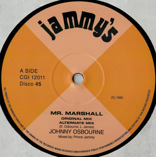 Image of Front Cover of 12" - /EX - JOHNNY OSBOURNE, Mr Marshall (Jammy's Records; CGI12011, UK 2020), ,  - 3126201E