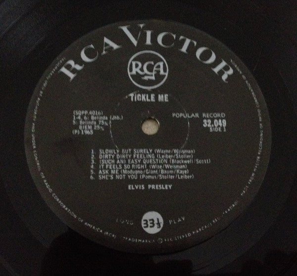 Image of Label Cover of LP - VG+/VG+ - ELVIS PRESLEY, Tickle Me (RCA Victor; 32.049,  , Non-Flipback Sleeve, Unofficial Reissue of Rare South African Only LP Film Soundtrack), ,  - 3126056E
