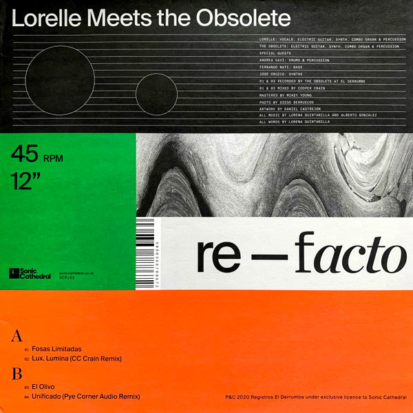 Image of Front Cover of 12" - EX/EX - LORELLE MEETS THE OBSOLETE, Re-Facto (Sonic Cathedral; SCR152, UK 2020, Picture Sleeve, Limited Edition of 500), ,  - 3126080E