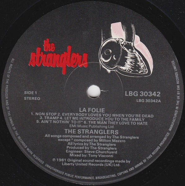 Image of Label Cover of LP - VG/VG - THE STRANGLERS, La Folie (Liberty; LBG30342, UK 1981, Inner with rounded corners), couple of light scratches on side1, edge wear,  - 3446263S