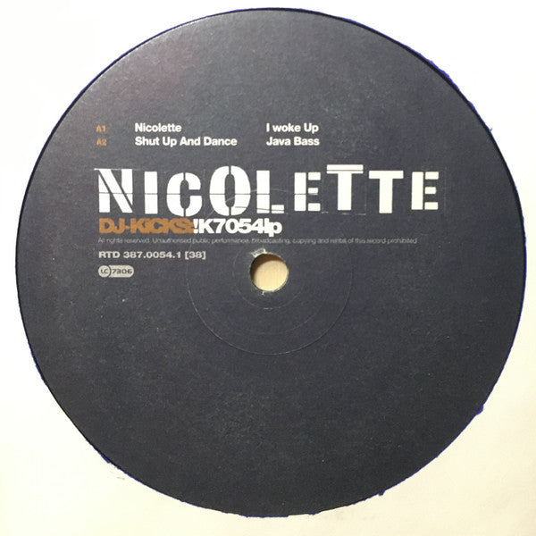 Image of Label Cover of 2xLP - G+/G - NICOLETTE, DJ-Kicks: (!K7; !K7054lp, Germany 1997), Lots of marks on records but plays above grade. Sleeve has wear, creasing and damage at edges and corners,  - 3116350C