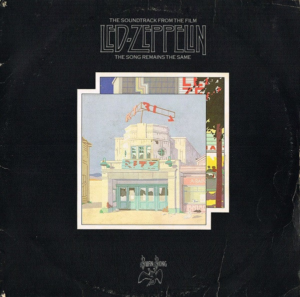 Image of Front Cover of 2xLP - G+/G+ - LED ZEPPELIN, The Soundtrack From The Film The Song Remains The Same (Swan Song; SS 2-201, Germany 1970s Reissue, Embossed Textured Gatefold Sleeve with glued-in Booklet, 2 Black Inners, LC & GEMA labels), Lots of marks but nothing too deep, heavy edge & ring wear, seam splits on Inners,  - 3146206S