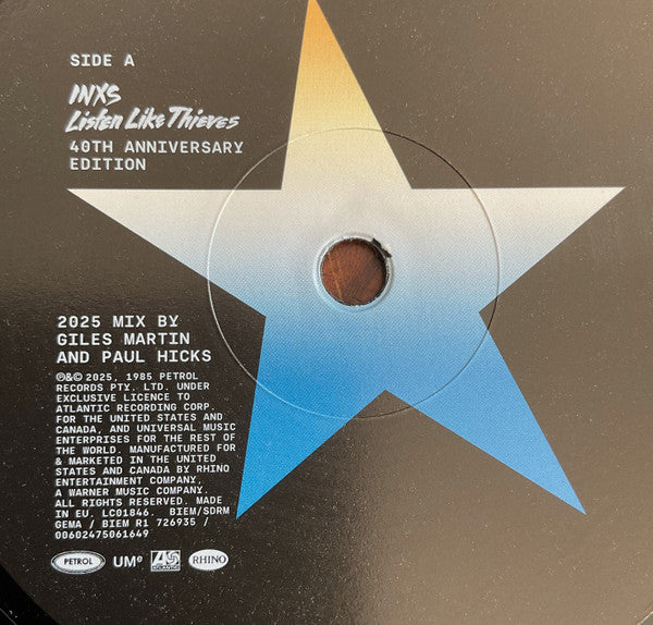 Image of Label Cover of LP - EX/EX - INXS, Listen Like Thieves (Petrol; R1 726935, Worldwide 2025 Reissue, Gatefold, Inner, 40th Anniversary new mix by Giles Martin and Paul Hicks), Opened Instore, Still In Stickered Shrinkwrap,  - 3146209S