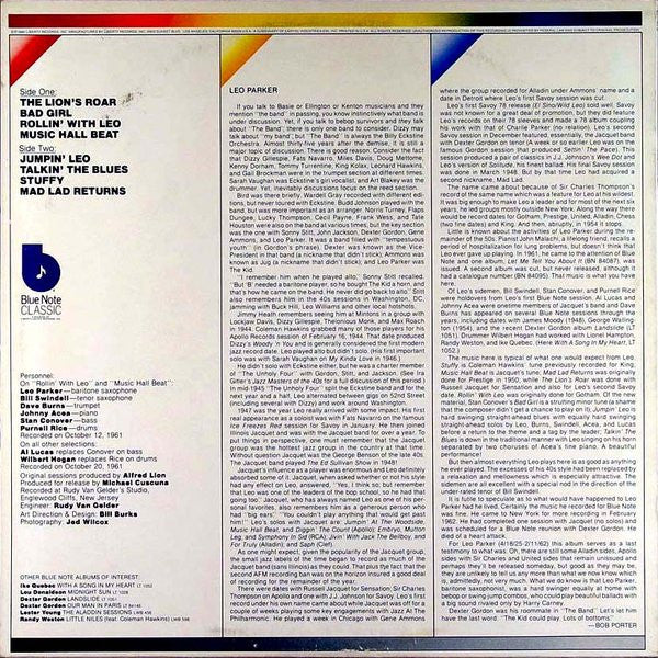 Image of Back Cover of LP - G+/VG - LEO PARKER, Rollin' With Leo (Blue Note; LT-1076, US 1980), ,  - 3626399E