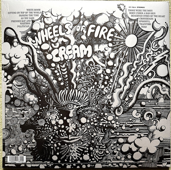 Image of Back Cover of 2xLP - EX/EX - CREAM, Wheels Of Fire (Polydor; 571 782-4, Worldwide 2026 Reissue, Gatefold, Grey Vinyl, Ltd to 1000), Opened Instore, Still In Shrinkwrap,  - 3146237S