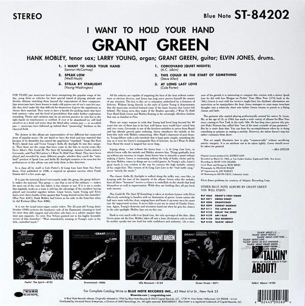 Image of Back Cover of LP - VG+/VG+ - GRANT GREEN, I Want To Hold Your Hand (Blue Note; B0034800-01, Worldwide 2023, Gatefold), ,  - 3126230E
