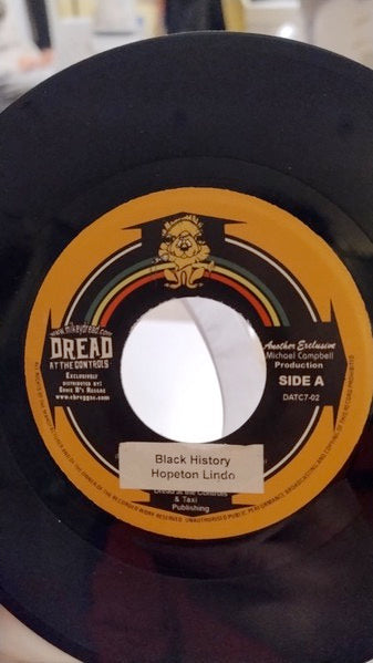 Image of Front Cover of 7" - /VG+ - HOPETON LINDO / MIKEY DREAD & KING JAMMY, Black History / Recollection Rock (Dread At The Controls; DATC7-02, US 1990s Reissue), ,  - 3116416C