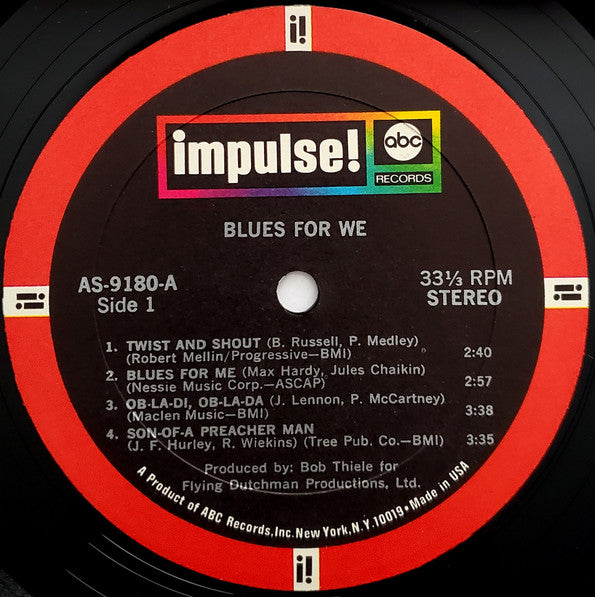 Image of Label Cover of LP - VG+/VG - MEL BROWN, Blues For We (Impulse!; A-9180, US 1969), A few light hairlines and a chip out of the edge of the platter (which does not go as far as the grooves). Promo sticker on front sleeve. ,  - 3126230E
