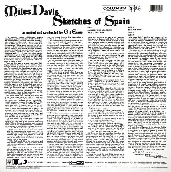 Image of Back Cover of LP - VG+/VG+ - MILES DAVIS, Sketches Of Spain (Columbia; 88875111931, Europe 2015), ,  - 3126194E