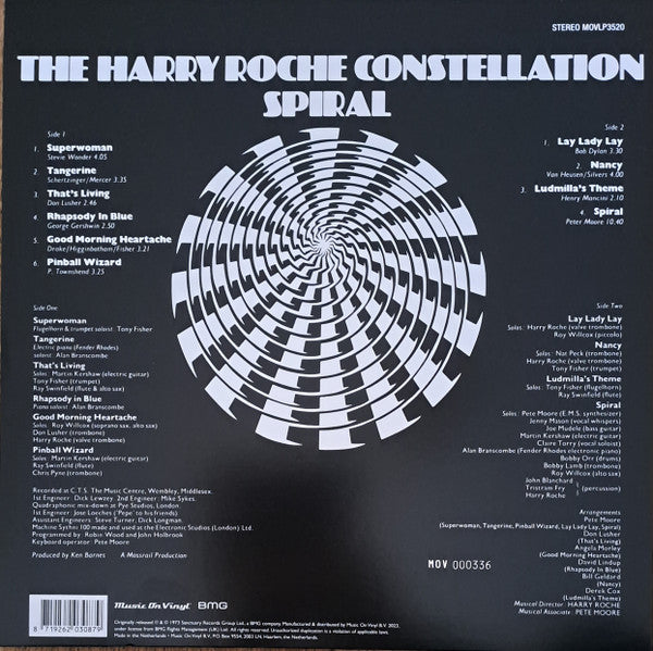 Image of Back Cover of LP - VG+/VG+ - THE HARRY ROCHE CONSTELLATION, Spiral (BMG; MOVLP3520, Europe 2023 Reissue, Black Inner, 180g White Vinyl, Limited to 1000 Copies, Numbered), No. 71. ,  - 3126273E