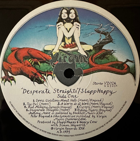 Image of Label Cover of LP - VG/VG - SLAPP HAPPY / HENRY COW, Desperate Straights (Virgin; V-2024, UK 1975, Gatefold, PN Lacquer), Strong VG - a few marks, light cover wear,  - 3146245S