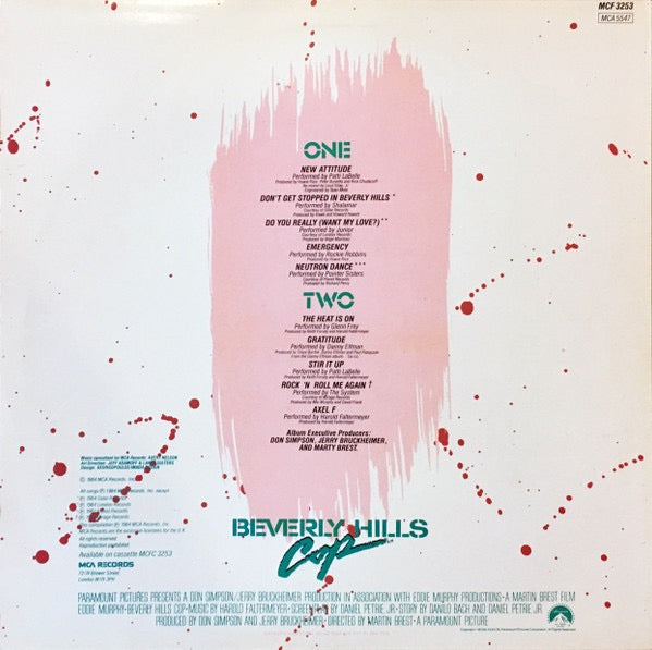 Image of Back Cover of LP - VG/VG - VARIOUS, Music From The Motion Picture Soundtrack "Beverly Hills Cop" (MCA Records; MCF 3253, UK 1985 Reissue), Strong VG,  - 3116284C