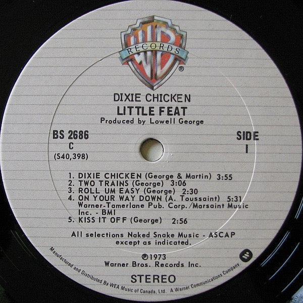 Image of Label Cover of LP - VG/VG - LITTLE FEAT, Dixie Chicken (Warner Bros. Records; BS 2686, Canada 1970s Reissue), ,  - 3116285C
