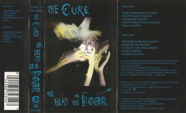 Image of Back Cover of Cassette - VG+/VG+ - THE CURE, The Head On The Door (Fiction Records; FIXHC 11, UK 1985, J-Card, Black Shell With Textured Border, Grey Print, Counter Numbers Above Window), ,  - 3116431C