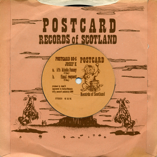Image of Back Cover of 7" - VG+/EX - JOSEF K, It's Kinda Funny/ Final Request (Postcard; 80-5, UK 1980, Company Sleeve, No Card), ,  - 1226424E