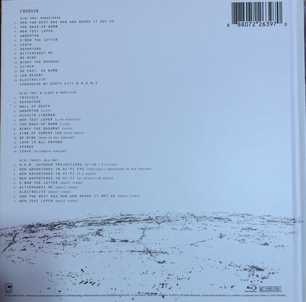 Image of Back Cover of 3xCD - VG+/EX - R.E.M., New Adventures In Hi-Fi (Craft Recordings; CR00439, Worldwide 2021, Book Sleeve, Deluxe 25th Anniverary With Blu-Ray), ,  - 3156089S