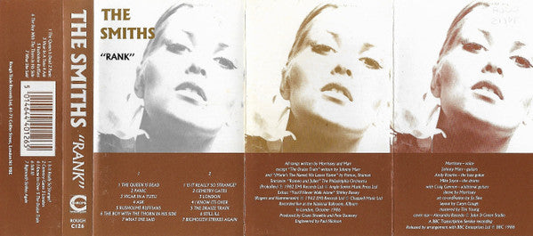 Image of Back Cover of Cassette - VG+/VG+ - THE SMITHS, Rank (Rough Trade; ROUGH C126, UK 1988, No Brown Case, J-Card, Brown Shell), ,  - 3116439C