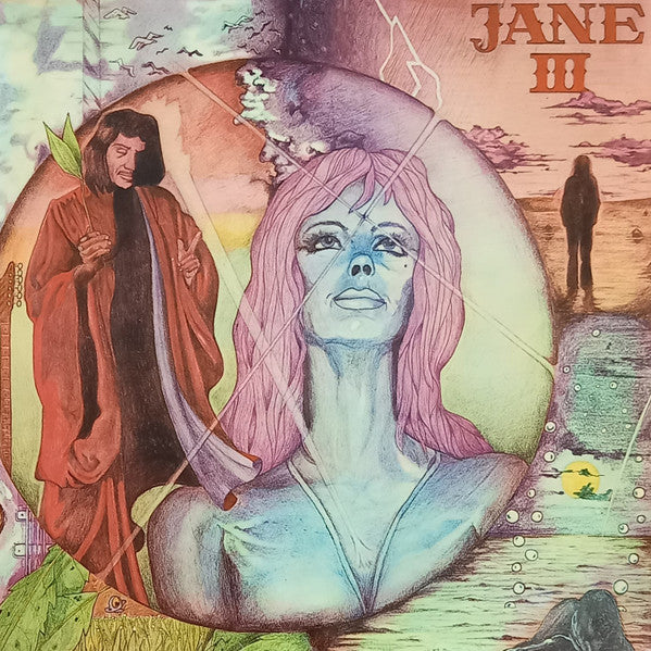Image of Front Cover of LP - VG/VG - JANE , III (Brain; BRAIN 1048, Germany 1975 Reissue, Laminated Front Gatefold Sleeve, Green Labels Without Metronome), Strong VG disc. Laminate creasing, light edge wear. Made in Germany sticker on back of sleeve.,  - 3126310E
