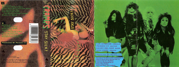 Image of Back Cover of Cassette - VG+/VG+ - THE CRAMPS, Stay Sick! (Enigma; TCENV 1001, UK 1990, J-Card), ,  - 3116440C