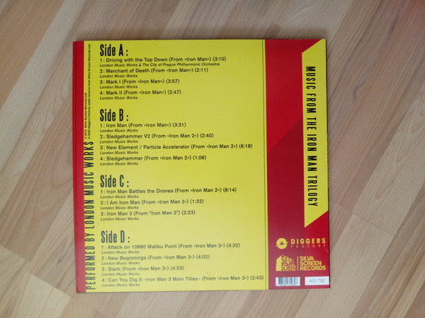 Image of Back Cover of 2xLP - EX/EX - LONDON MUSIC WORKS, Music from the Iron Man Trilogy (Diggers Factory; DFLP008,  2020, Ltd to 750, Numbered), No. 723. Opened Instore, Still In Shrinkwrap,  - 3146270S