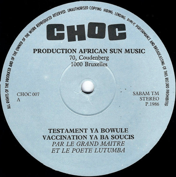 Image of Label Cover of LP - VG/VG - LE T.P.O.K. JAZZ, LE POETE LUTUMBA SIMARO, LE GRAND MAITRE FRANCO, Special 30 Ans Par Le Poete Simaro Et Le Grand Maitre Franco (Choc; CHOC 007, Belgium 1986), ,  - 3146288S