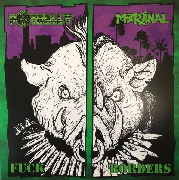 Image of Front Cover of LP - VG/EX - POTBELLY / MARJINAL, Fuck Borders (Portnow Intertainment Group; PIG 130 LP, US 2021, Insert, Maroon vinyl), Opened instore - light crease to sleeve corner,  - 3126303E