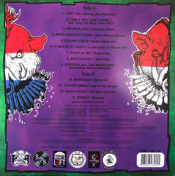 Image of Back Cover of LP - VG/EX - POTBELLY / MARJINAL, Fuck Borders (Portnow Intertainment Group; PIG 130 LP, US 2021, Insert, Maroon vinyl), Opened instore - light crease to sleeve corner,  - 3126303E
