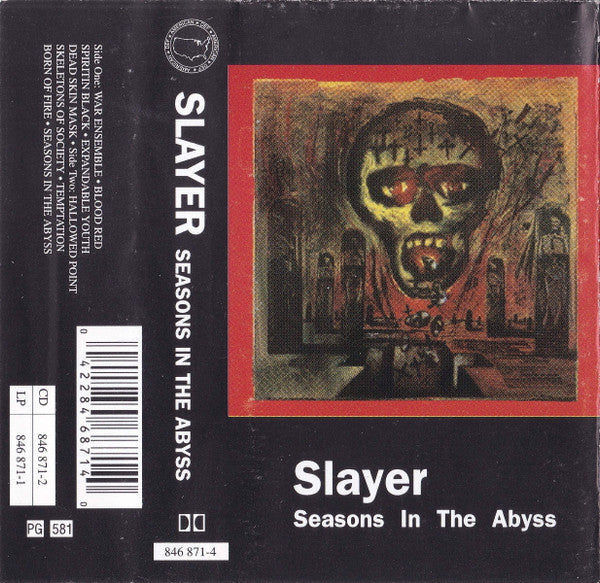 Image of Front Cover of Cassette - VG+/VG+ - SLAYER, Seasons In The Abyss (Def American Recordings; 846 871-4, Europe 1990), ,  - 3136180E