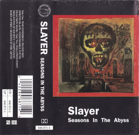 Image of Front Cover of Cassette - VG+/VG+ - SLAYER, Seasons In The Abyss (Def American Recordings; 846 871-4, Europe 1990), ,  - 3136180E