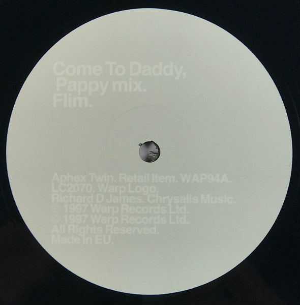 Image of Label Cover of 12" - VG/VG+ - APHEX TWIN, Come To Daddy (Warp Records; WAP94, UK 2022 Reissue, "Made in England" cover, "Made in E.U." labels), Edge Wear,  - 3146276S