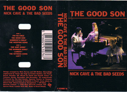 Image of Back Cover of Cassette - VG/VG+ - NICK CAVE & THE BAD SEEDS, The Good Son (Mute; C STUMM 76, UK 1990, J-Card), Small corner creasing and light weat to inlay.,  - 3116454C