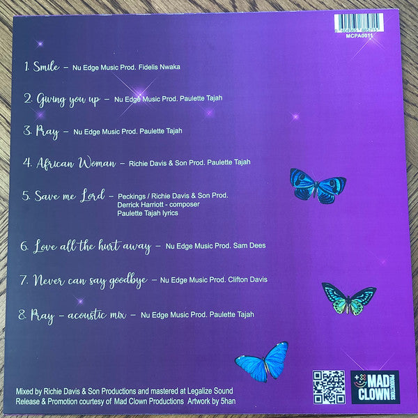 Image of Back Cover of LP - VG/VG+ - PAULETTE TAJAH, Journal Of A Butterfly (Mad Clown Productions; MCPA011, UK 2024), Sleeve in strong VG, vinyl has few superficial marks only.,  - 3146293S