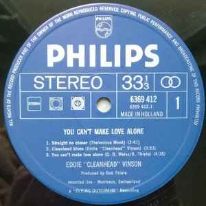 Image of Label Cover of LP - VG/VG - EDDIE "CLEANHEAD" VINSON FEATURING LARRY CORYELL, You Can't Make Love Alone (Philips; 6369 412, Netherlands 1970s), ,  - 3146284S