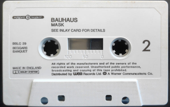 Image of Label Cover of Cassette - VG+/VG+ - BAUHAUS, Mask (Beggars Banquet; BBLC 29, UK 1988 Reissue, J-Card, Grey Shell), ,  - 3116469C