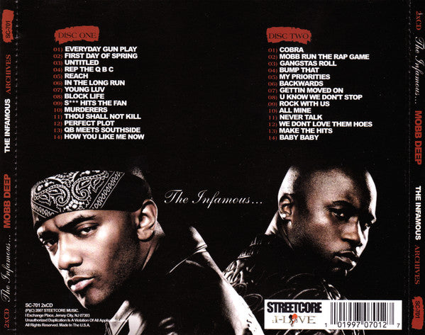 Image of Back Cover of CD - VG+/G+ - MOBB DEEP, The Infamous Archives (Streetcore Music; SC-701, US 2007), Light Marks only.,  - 3156198S