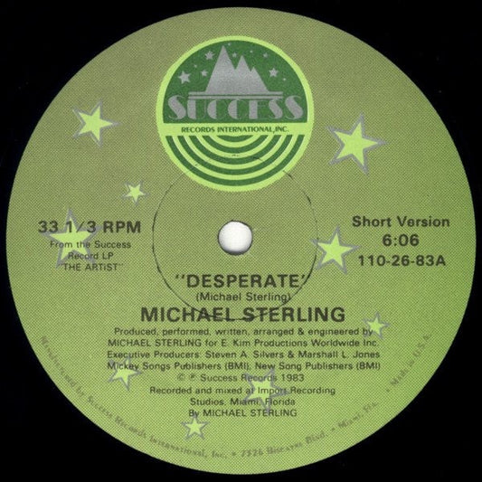 Image of Front Cover of 12" - /VG - MICHAEL STERLING, Desperate (Success Records; 110-26-83, 	US 1983, Plain Sleeve), , A	Desperate (Short Version)	B	Desperate (Long Version) - 3126353E