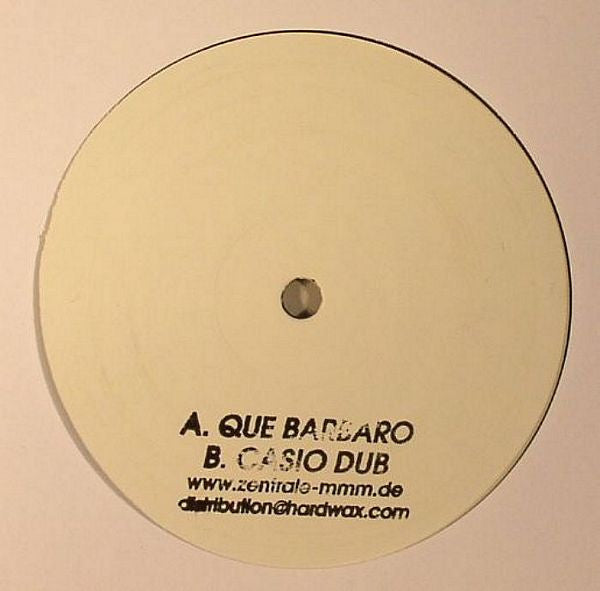 Image of Back Cover of 12" - /VG - MMM, Que Barbaro (MMM; MMM 6, Germany 2013, Stamped), Light Marks only., MMM is the collaborative project of Fiedel (Michael Fiedler), a Berghain resident DJ and Errorsmith (Erik Wiegand), who is also part of Smith N Hack. Associated with the legendary Hard Wax record store in Berlin, the two guys are producing disco, funk and techno influenced clubmusic since 1996. - 3126336E