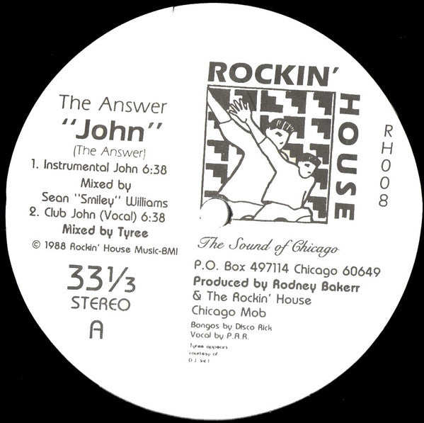 Image of Front Cover of 12" - /VG - THE ANSWER, John (Rockin' House; RH008, US 1988), ,  - 3246023S