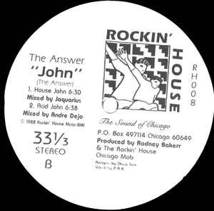 Image of Back Cover of 12" - /VG - THE ANSWER, John (Rockin' House; RH008, US 1988), ,  - 3246023S