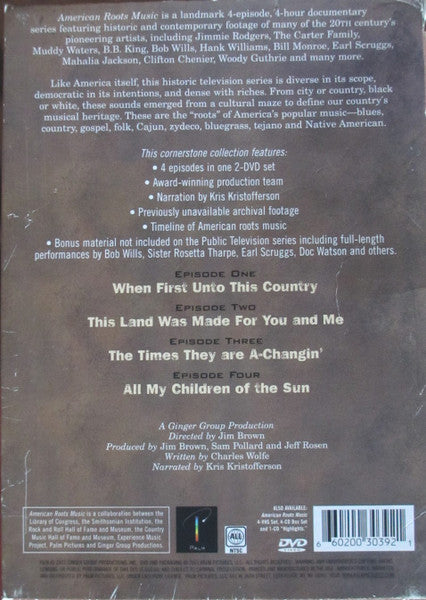 Image of Back Cover of 2xDVD - VG+/VG+ - VARIOUS, American Roots Music (Palm Pictures; PALMDVD 3039-2, US , Box Set), ,  - 3136184E