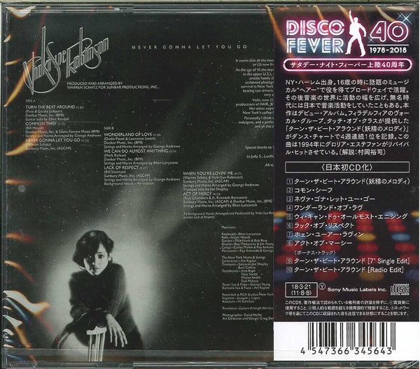 Image of Back Cover of CD - VG+/VG+ - VICKI SUE ROBINSON, Never Gonna Let You Go (RCA ; SICP-5721, Japan 2018, Limited Edition, With Obi), ,  - 1256173S