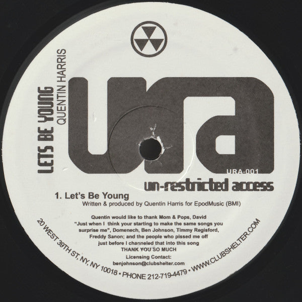 Image of Front Cover of 12" - /VG+ - QUENTIN HARRIS, Let's Be Young (Un-Restricted Access; URA-001, US 2005, One sided 12"), ,  - 3226022E