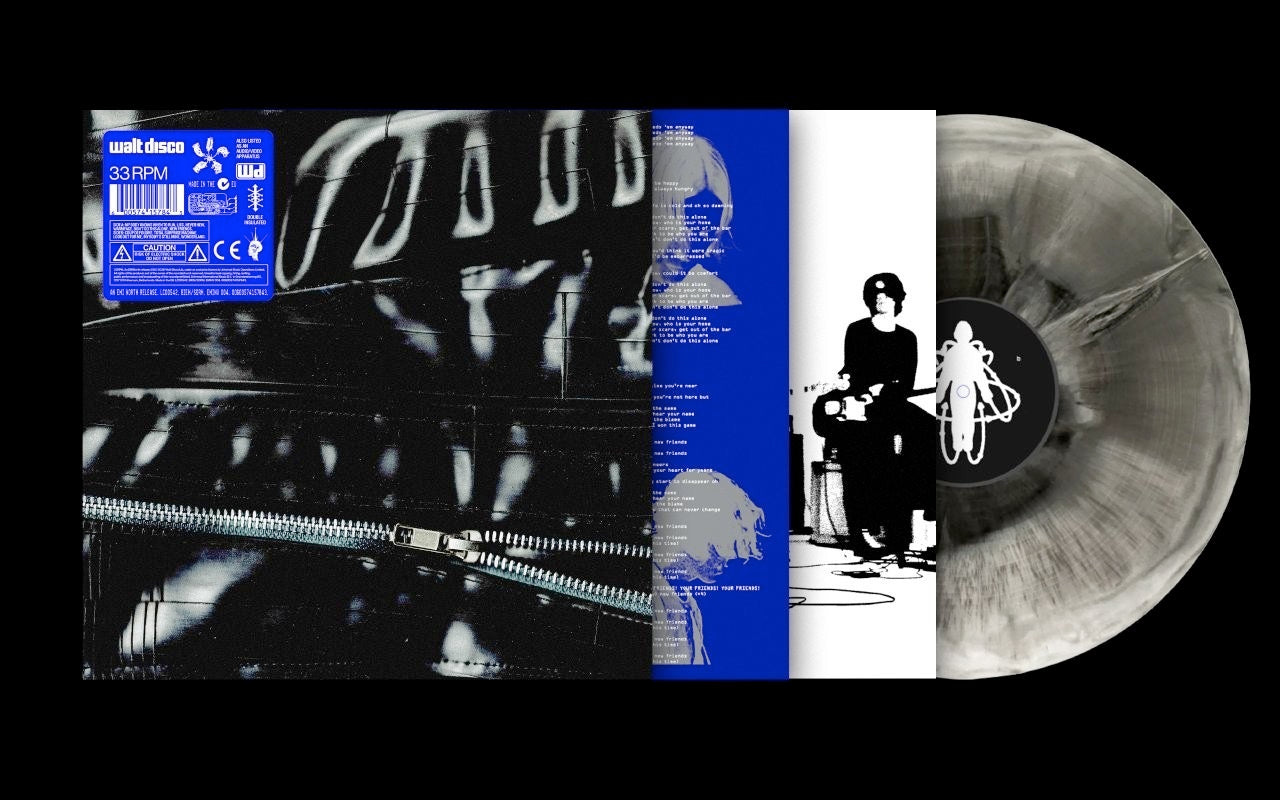 Image of Front Cover of 1xLP - NEW/NEW - WALT DISCO, Walt Disco (EMI; EMINVY004, UK 2026, Inner, Burning Rubber Vinyl, Indie Exclusive), , "Available exclusively in Indies stores and HMV, this limited edition of walt disco's self-titled album pulls you into their high-velocity world - offering a bespoke deluxe design and exclusive physical details. 'walt disco' turns years’ worth of graft to the band's artistic advantage; songs grapple with the disorientation of growing up (amidst gender dysphoria, changing