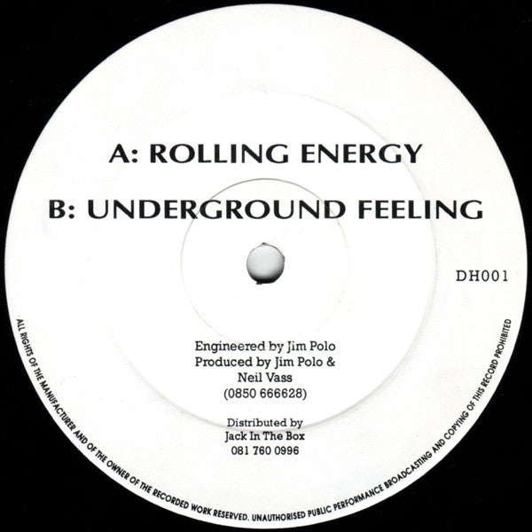 Image of Front Cover of 12" - /VG - JIM POLO & NEIL VASS, Rolling Energy / Underground Feeling (Dark Horse Records; DH001, UK 1993), ,  - 3226028E