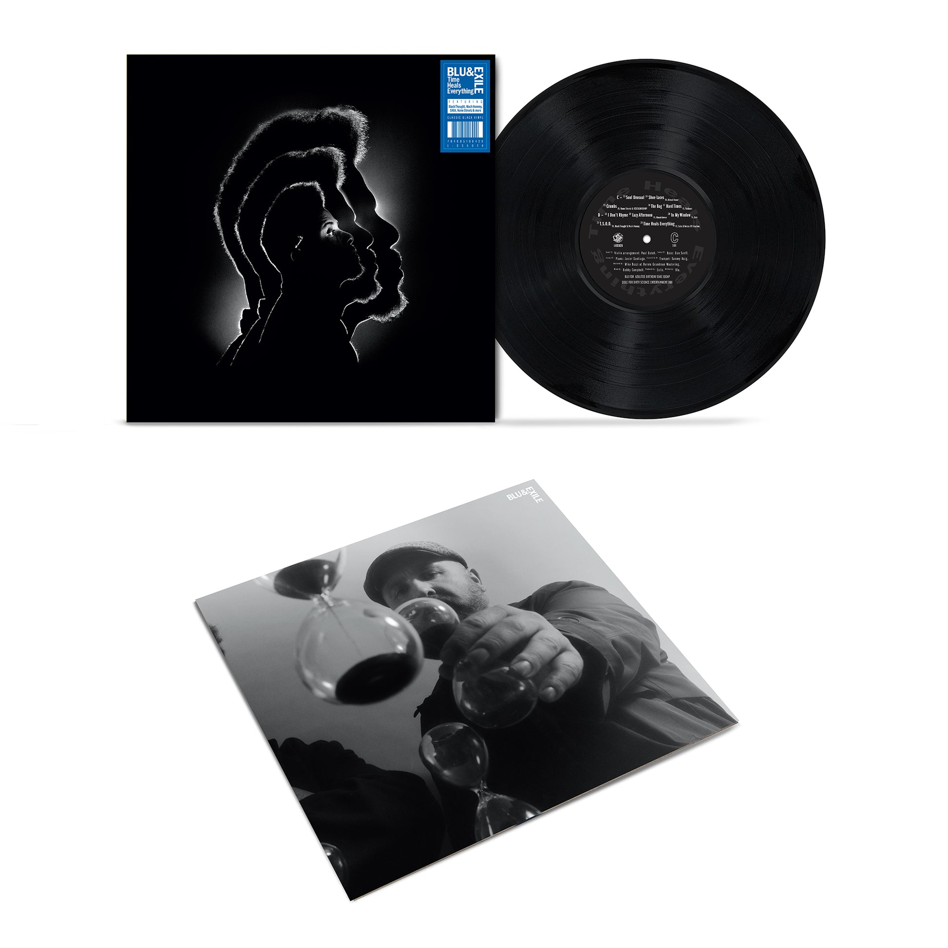 Image of Back Cover of 1xLP - NEW/NEW - BLU & EXILE, Time Heals Everything (; L-DS5026, UK 2026, Inner, Black Vinyl), , Blu & Exile return with their highly anticipated fifth collaborative album, delivering another timeless hip-hop masterpiece. Exile's signature soul-drenched production blends warm samples, rich textures, and hard-hitting drums throughout. Blu delivers his signature introspective lyricism over Exile's soulful production. Featuring standout guest appearances from Black Thought, Mach-Hommy, S