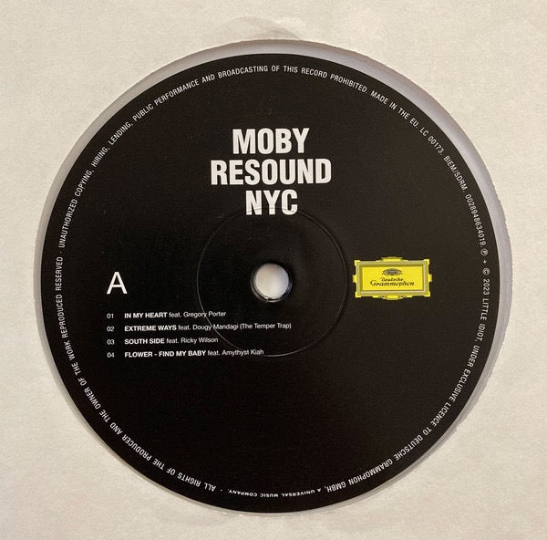 Image of Label Cover of 2xLP - VG+/VG+ - MOBY, Resound NYC (Deutsche Grammophon; 4863399, USA & Europe 2023, Gatefold, 2 Inners, Clear Vinyl), Still in stickered shrink.,  - 3216064C