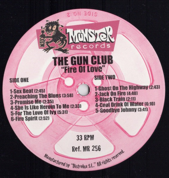 Image of Label Cover of LP - VG+/VG - THE GUN CLUB, Fire Of Love (Munster Records; MR 256, Spain 2022 Reissue, Inner, 180 Gram Vinyl), Wispy hairlines, Most likely from inner. ,  - 3216077C