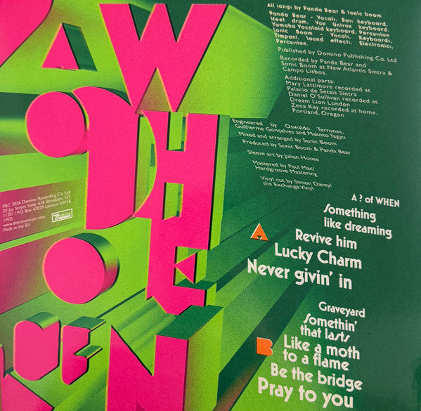 Image of Back Cover of LP - VG+/VG+ - PANDA BEAR & SONIC BOOM, A ? of WHEN (Domino; WIGLP575, Worldwide 2026, Embossed Sleeve, Inner), ,  - 3246075S